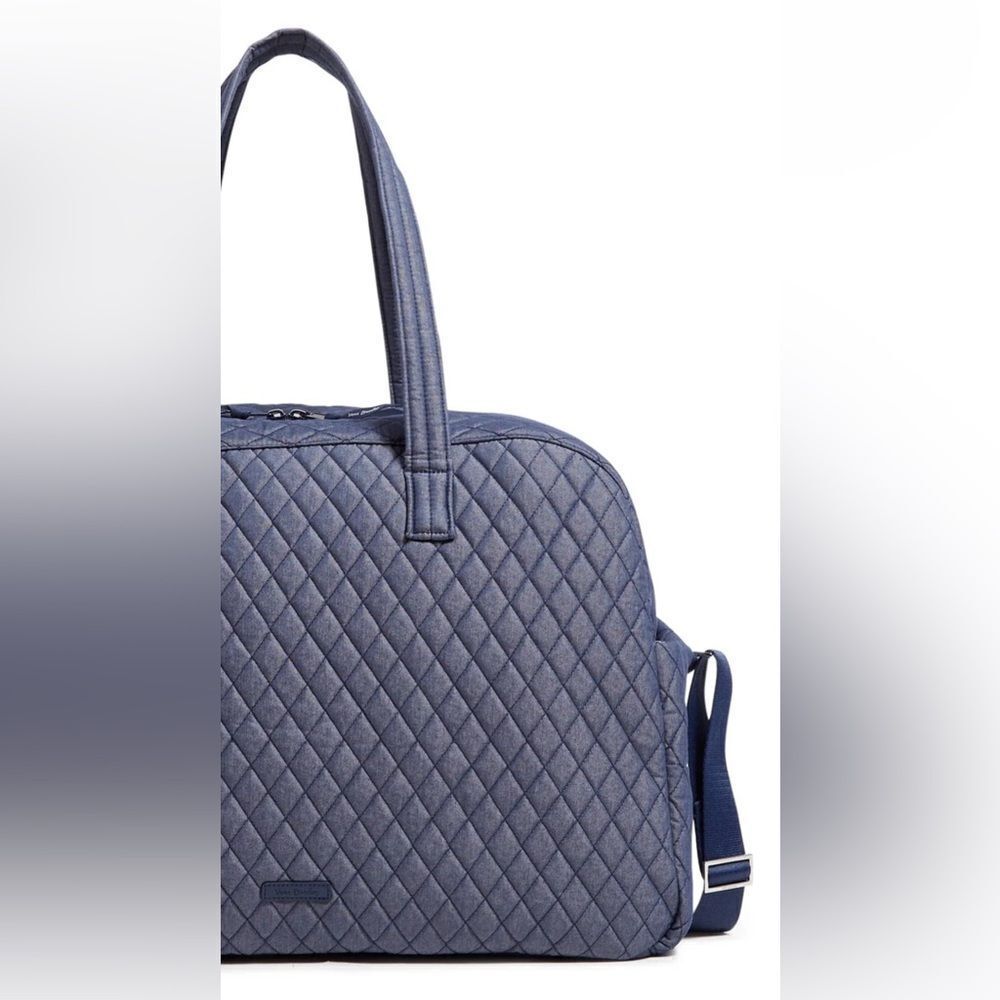 Vera Bradley Denim Moonlight NavyβQuilted Grand Traveler Bag - Picture 6 of 8